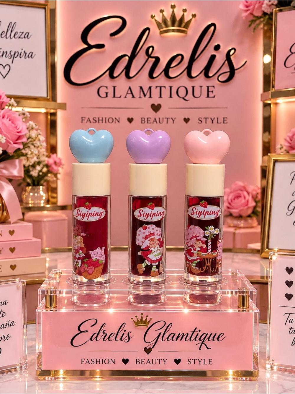 3 Pink Heart Cap Liquid Lip Tint – Berry Red